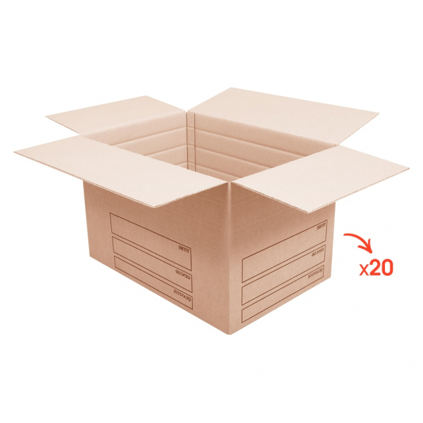 Lot de 20 grands cartons renforcés avec marquage - CartonDemenagement.com Lot de 20 grands cartons renforcés avec marquage - CartonDemenagement.com